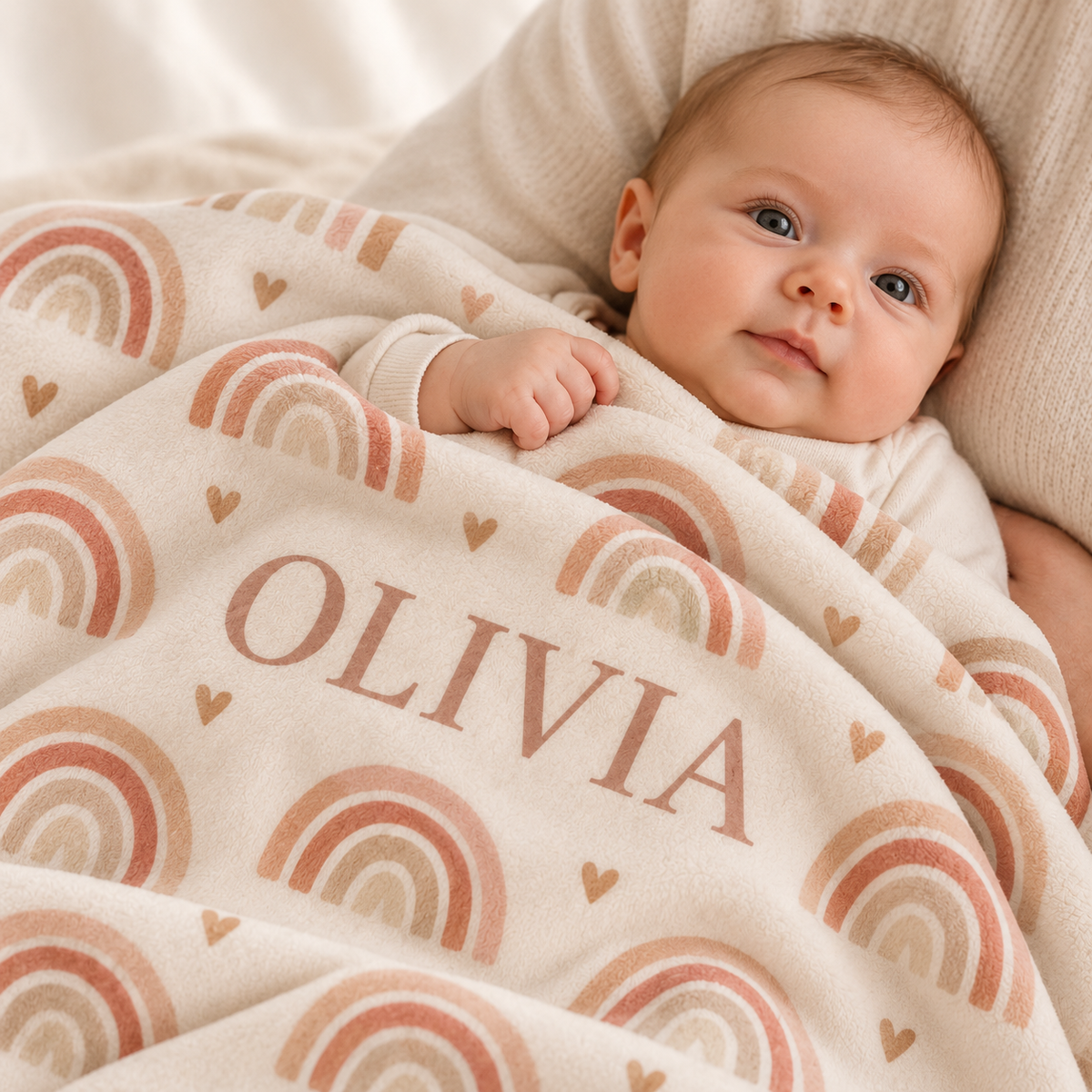 Personalised Baby Blanket with Name – Soft Fleece Baby Gift