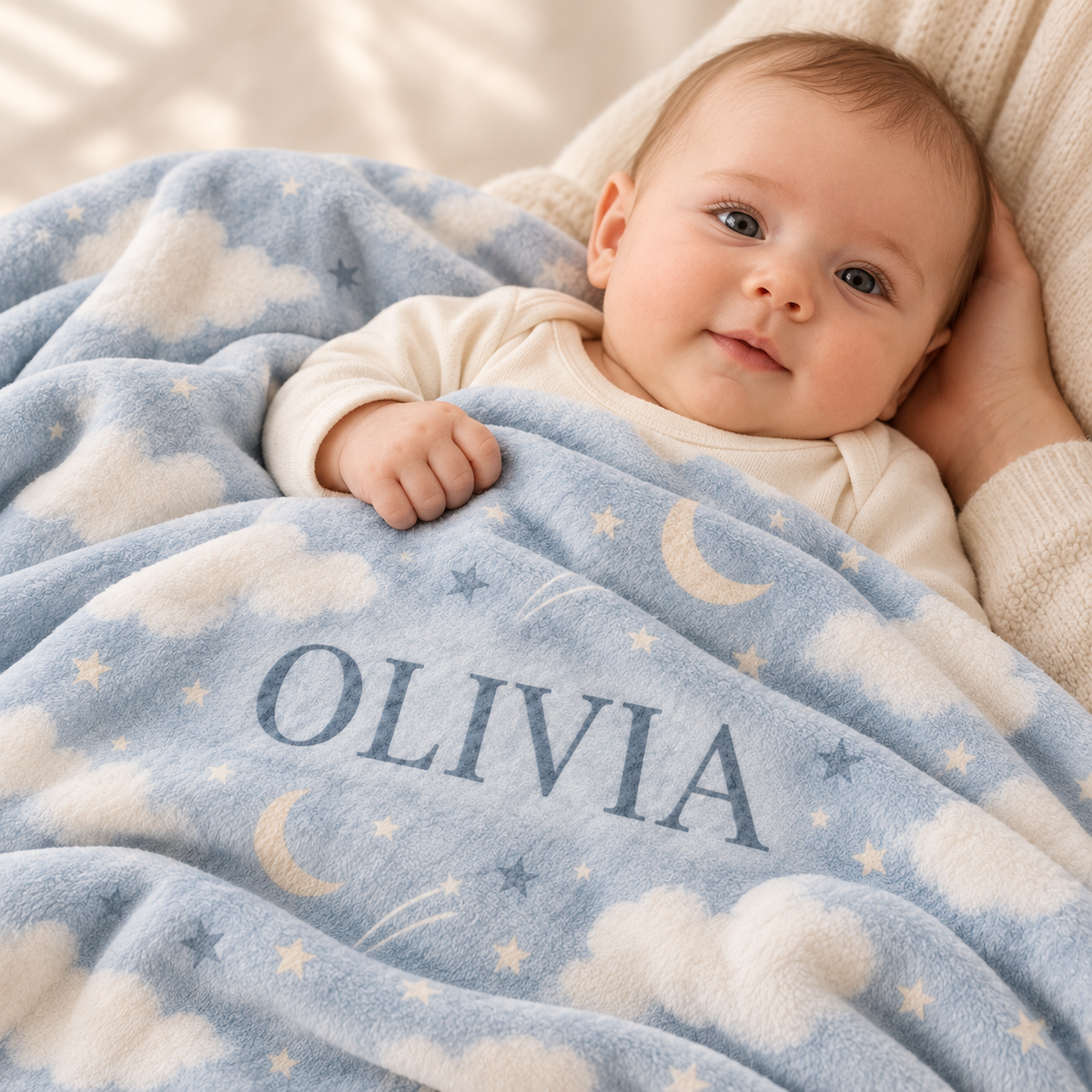 Personalised Baby Blanket with Name – Soft Fleece Baby Gift